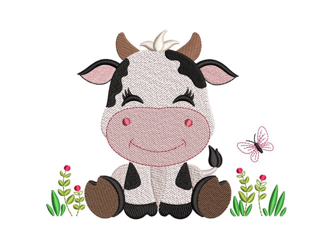 Baby Cow Embroidery Design, Farm Animal Embroidery File, 3 Sizes, Instant Download Embroidery/Applique DESIGNS Nino Nadaraia 