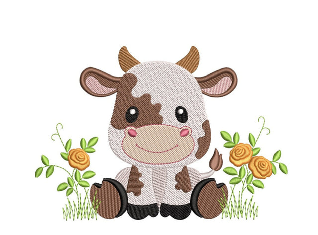 Baby Cow Embroidery Design, Farm Animal Embroidery File, 3 Sizes, Instant Download Embroidery/Applique DESIGNS Nino Nadaraia 