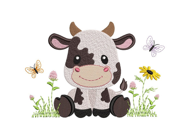 Baby Cow Embroidery Design, Farm Animal Embroidery File, 3 Sizes, Instant Download Embroidery/Applique DESIGNS Nino Nadaraia 