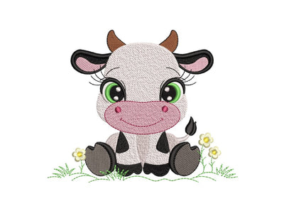 Baby Cow Embroidery Design, Farm Animal Embroidery File, 3 Sizes, Instant Download Embroidery/Applique DESIGNS Nino Nadaraia 