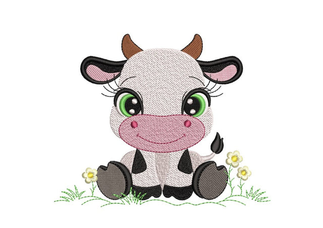 Baby Cow Embroidery Design, Farm Animal Embroidery File, 3 Sizes, Instant Download Embroidery/Applique DESIGNS Nino Nadaraia 
