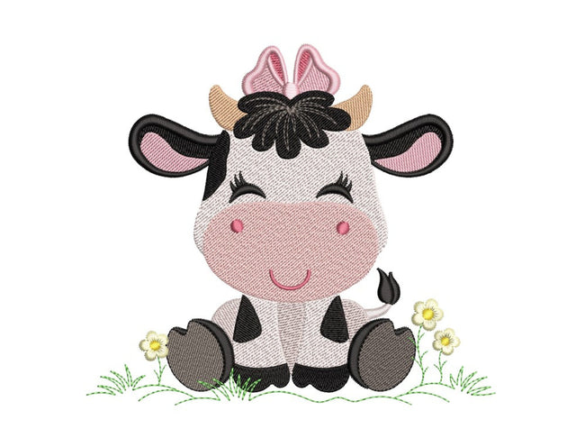 Baby Cow Embroidery Design, Farm Animal Embroidery File, 4 Sizes, Instant Download Embroidery/Applique DESIGNS Nino Nadaraia 