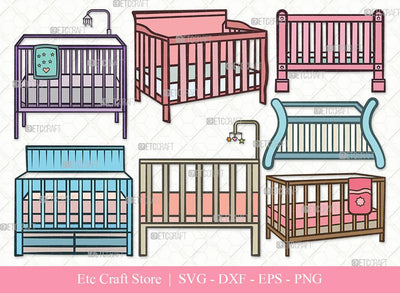 Baby Crib Clipart SVG Cut File | Baby Crib Svg | Baby Svg | Child Svg | Bundle SVG ETC Craft 