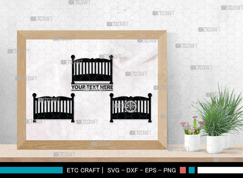 Baby Crib Monogram, Baby Crib Silhouette, Baby Crib SVG, Baby Svg, Infant Svg, Bassinet Svg, Child Svg, SB00464 SVG ETC Craft 