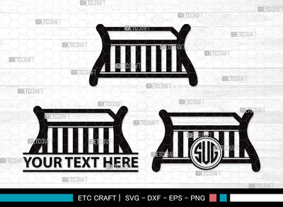 Baby Crib Monogram SVG | Baby Crib Svg | Baby Svg | Child Svg | Baby Crib Clipart SVG ETC Craft 