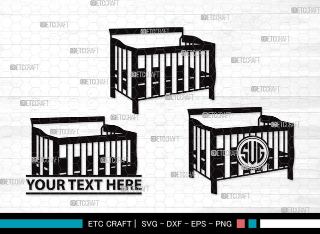 Baby Crib Monogram SVG | Baby Crib Svg | Baby Svg | Child Svg | Baby Crib Clipart SVG ETC Craft 