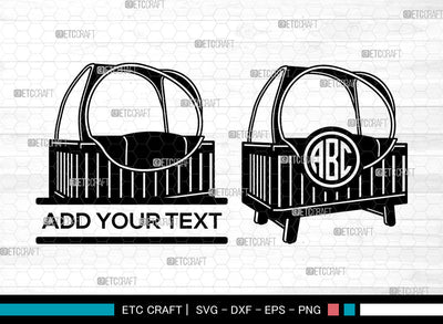 Baby Crib Monogram SVG, Child Bedroom Svg, Baby Room Svg, Baby Crib Bassinet Svg, Split Monogram Svg SVG ETC Craft 