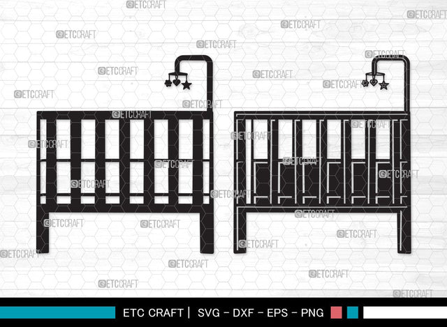 Baby Crib Silhouette SVG Cut File | Baby Crib Svg | Baby Svg | Child Svg | Baby Crib Silhouette SVG ETC Craft 