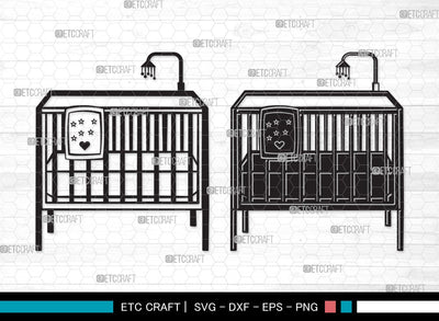 Baby Crib Silhouette SVG Cut File | Baby Crib Svg | Baby Svg | Child Svg | Baby Crib Silhouette SVG ETC Craft 