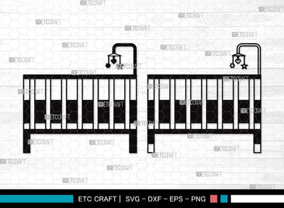 Baby Crib Silhouette SVG Cut File | Baby Crib Svg | Baby Svg | Child Svg | Baby Crib Silhouette SVG ETC Craft 