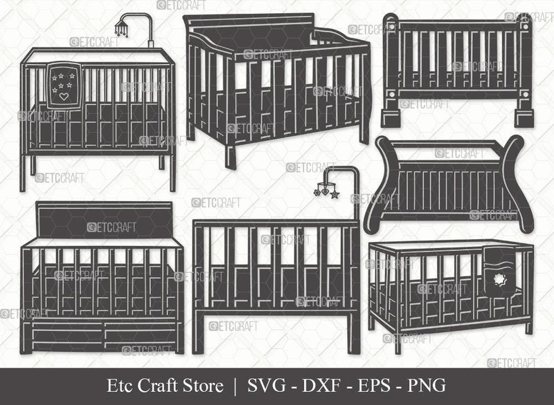 Baby Crib Silhouette SVG Cut File | Baby Crib Svg | Baby Svg | Child Svg | Bundle SVG ETC Craft 