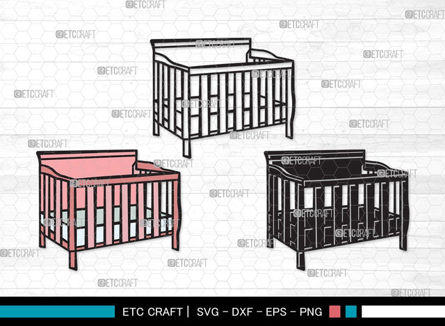 Baby Crib SVG Cut File | Baby Crib Svg | Baby Svg | Child Svg | Baby Crib Clipart SVG ETC Craft 