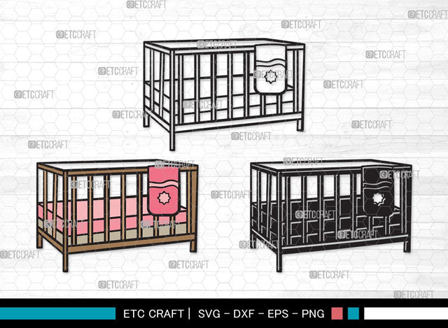 Baby Crib SVG Cut File | Baby Crib Svg | Baby Svg | Child Svg | Baby Crib Clipart SVG ETC Craft 