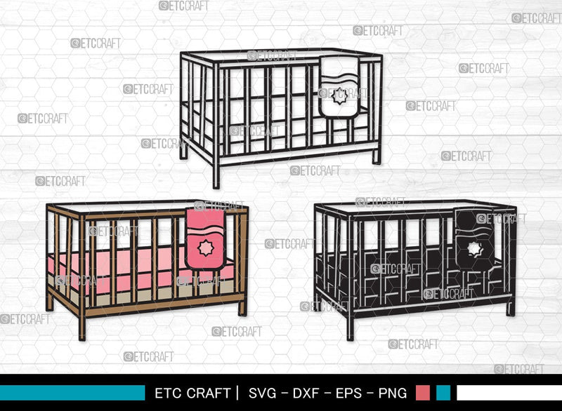 Baby Crib SVG Cut File | Baby Crib Svg | Baby Svg | Child Svg | Baby Crib Clipart SVG ETC Craft 