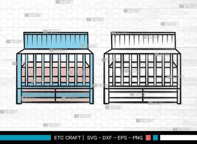 Baby Crib SVG Cut File | Baby Crib Svg | Baby Svg | Child Svg | Baby Crib Clipart SVG ETC Craft 