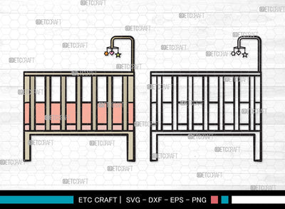 Baby Crib SVG Cut File | Baby Crib Svg | Baby Svg | Child Svg | Baby Crib Clipart SVG ETC Craft 