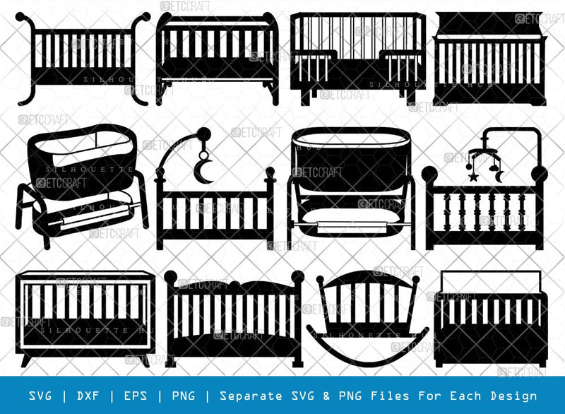 Baby Crib SVG Cut Files | Baby Crib Silhouette | Baby Svg | Infant Svg ...