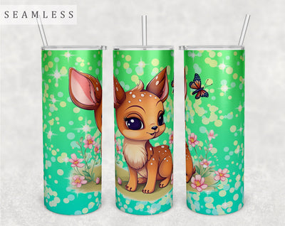 Baby Deer Tumbler Wrap, 20 Oz Skinny Tumbler Sublimation Design, Seamless Little Fawn Tumbler PNG Sublimation HappyDesignStudio 