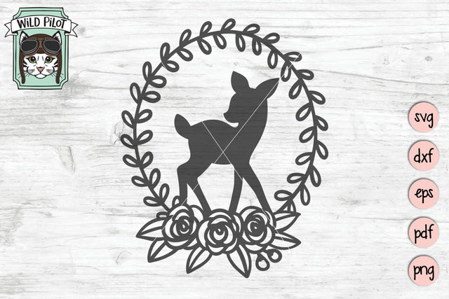Baby Deer Wreath SVG Cut File SVG Wild Pilot 