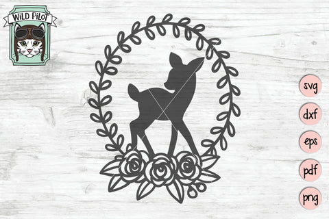 Baby Deer Wreath SVG Cut File SVG Wild Pilot 