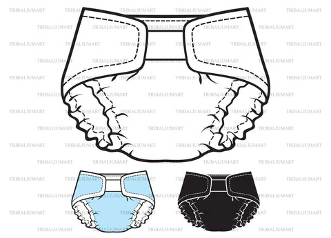 baby diaper clipart black and white