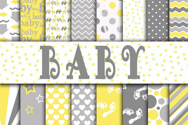 Baby Digital Paper in Grays and Yellow Sublimation Old Market 