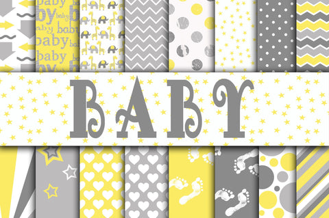 Baby Digital Paper in Grays and Yellow Sublimation Old Market 