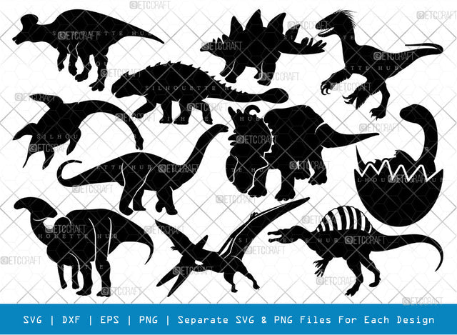 Baby Dinosaur SVG, Baby Dinosaur Silhouette, Kids Dinosaur Svg, T-rex Svg, Dino Svg, Cute Dinosaur Svg, Baby Dinosaur Bundle SVG ETC Craft 