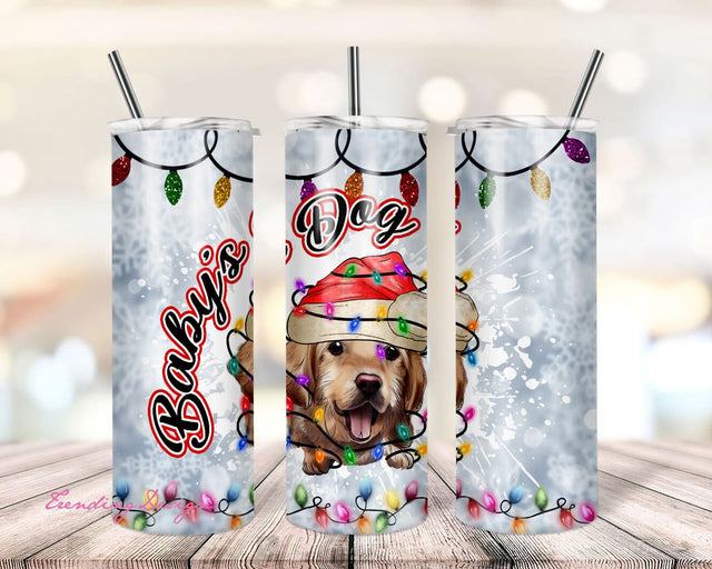 Baby Dog Floral 20oz Skinny Tumbler Sublimation Designs Tumbler for Straight n Tapered PNG File Digital Download Sublimation TrendingDesign 