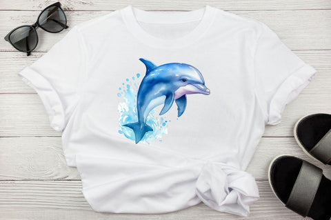 Baby Dolphin Watercolor Clipart Bundle Sublimation Regulrcrative 