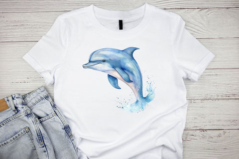 Baby Dolphin Watercolor Clipart Bundle Sublimation Regulrcrative 