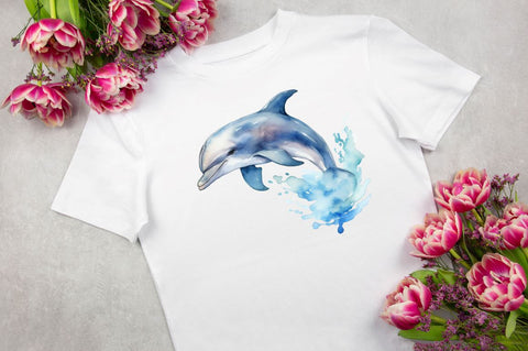 Baby Dolphin Watercolor Clipart Bundle Sublimation Regulrcrative 