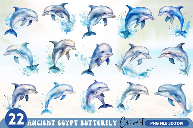 Baby Dolphin Watercolor Clipart Bundle SVG Regulrcrative 