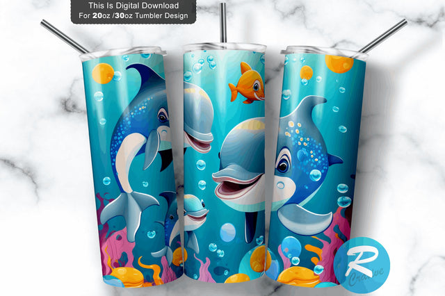 Baby Dolphins 20 oz / 30 oz Tumbler PNG Sublimation Regulrcrative 