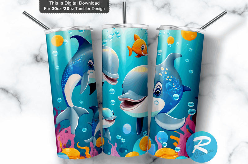 Baby Dolphins 20 oz / 30 oz Tumbler PNG Sublimation Regulrcrative 