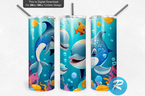 Baby Dolphins 20 oz / 30 oz Tumbler PNG Sublimation Regulrcrative 
