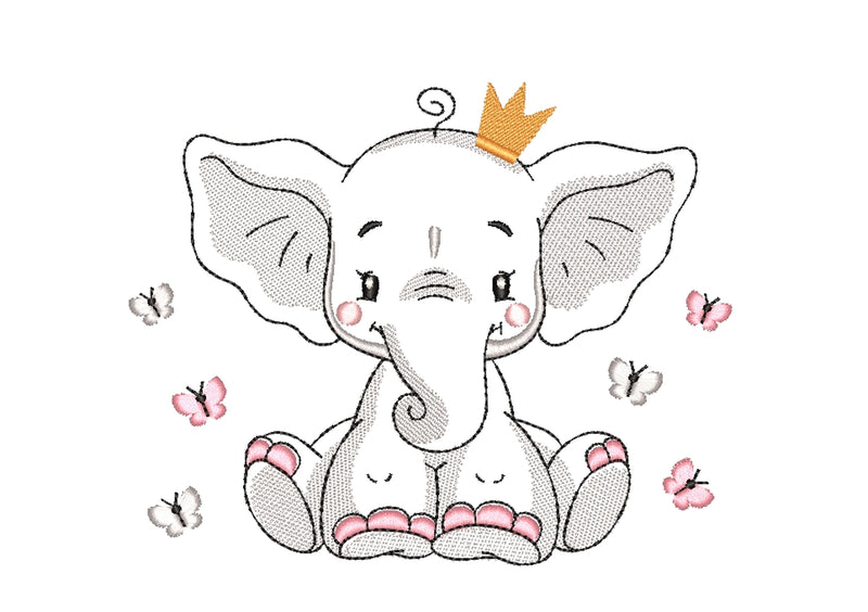 Baby Elephant Embroidery Design, 4 sizes Embroidery/Applique DESIGNS Nino Nadaraia 