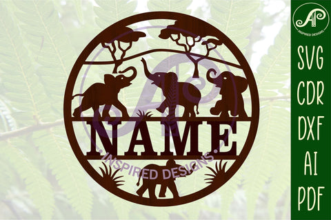 Baby Elephant Name Sign SVG Laser Cut SVG APInspireddesigns 