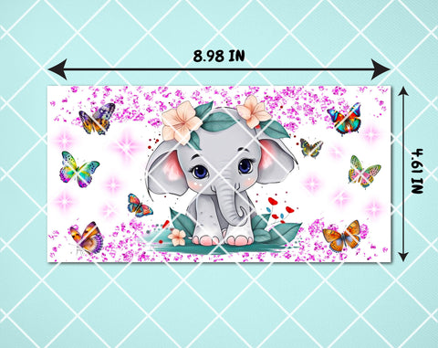 Baby Elephant Sippy Cup Wrap, 12oz Sippy Cup Sublimation Design, Little Elephant Sippy Cup PNG Sublimation HappyDesignStudio 