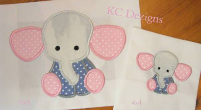 Baby Elephant Sitting Machine Applique Embroidery Design Embroidery/Applique DESIGNS KC Dezigns 