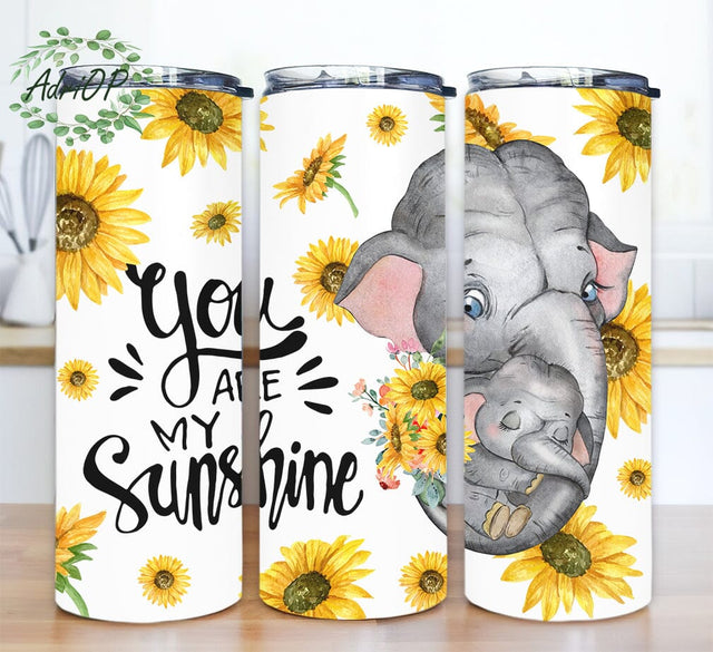 Baby Elephant Sunflowers 20oz Skinny Tumbler Png, You Are My Sunshine Tumbler, Elephant Tumbler, Baby Elephant, Humble, Sunflower Tumbler Gift Sublimation AdriOP 