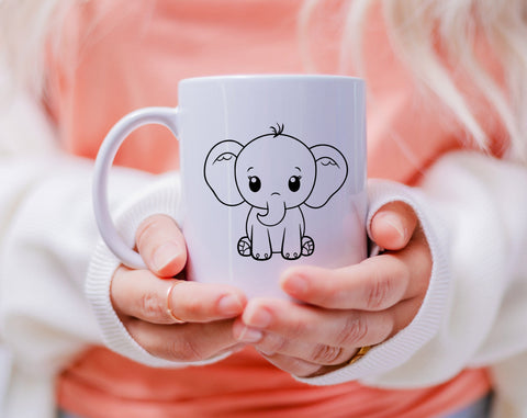 Baby Elephant SVG Bundle, 6 Designs, Little Elephant PNG, Cute Elephant Clipart, SVG For Kids SVG HappyDesignStudio 