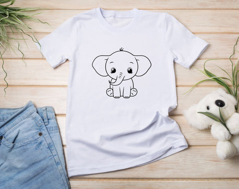 Baby Elephant SVG Bundle, 6 Designs, Little Elephant PNG, Cute Elephant Clipart, SVG For Kids SVG HappyDesignStudio 