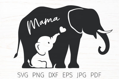 Baby elephant svg, Mama SVG, mom and baby svg, mothers day SVG Digital Rainbow Shop 
