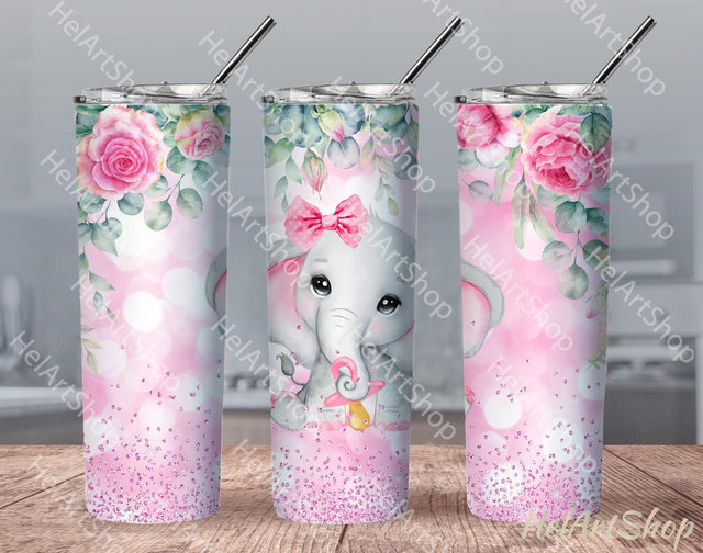 Baby Elephant Tumbler PNG Sublimation, Cute Girl Tumbler Png Sublimation _HelArtShop_ 
