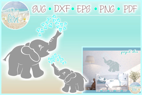 Baby Elephant Water Heart Drops SVG SVG Harbor Grace Designs 