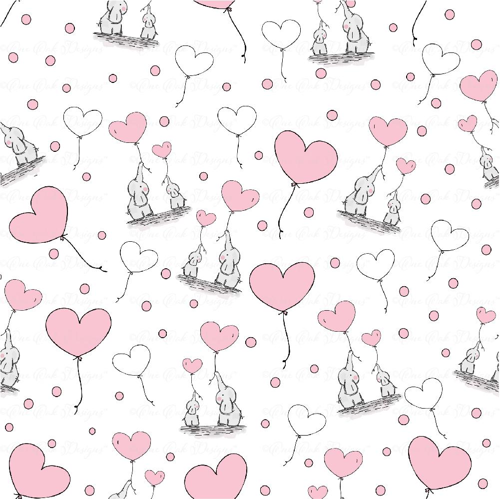 Baby Elephant with Balloons Digital Pattern Paper Pack (Pink) - So Fontsy
