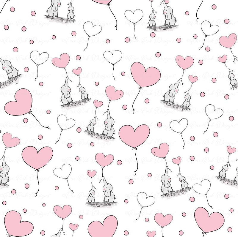 Baby Elephant with Balloons Digital Pattern Paper Pack (Pink) - So Fontsy