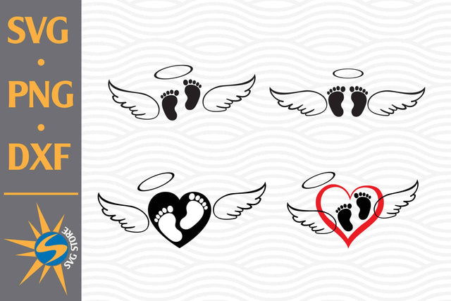Baby Feet Angle Wing SVG, PNG, DXF Digital Files Include SVG SVGStoreShop 