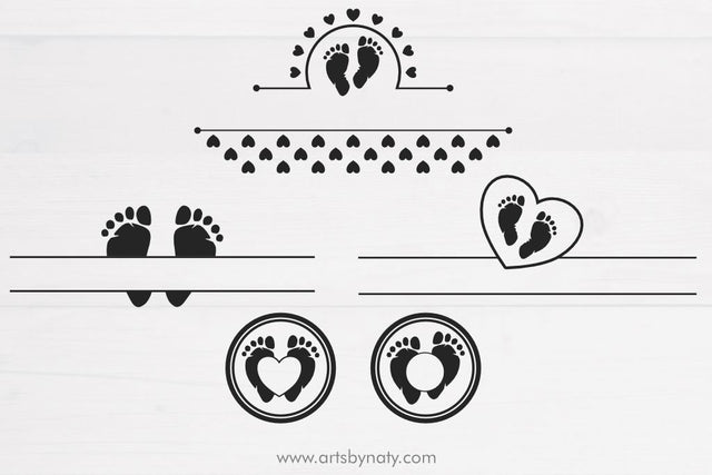 Baby feet - footprint SVG for a monogram. SVG Arts By Naty 